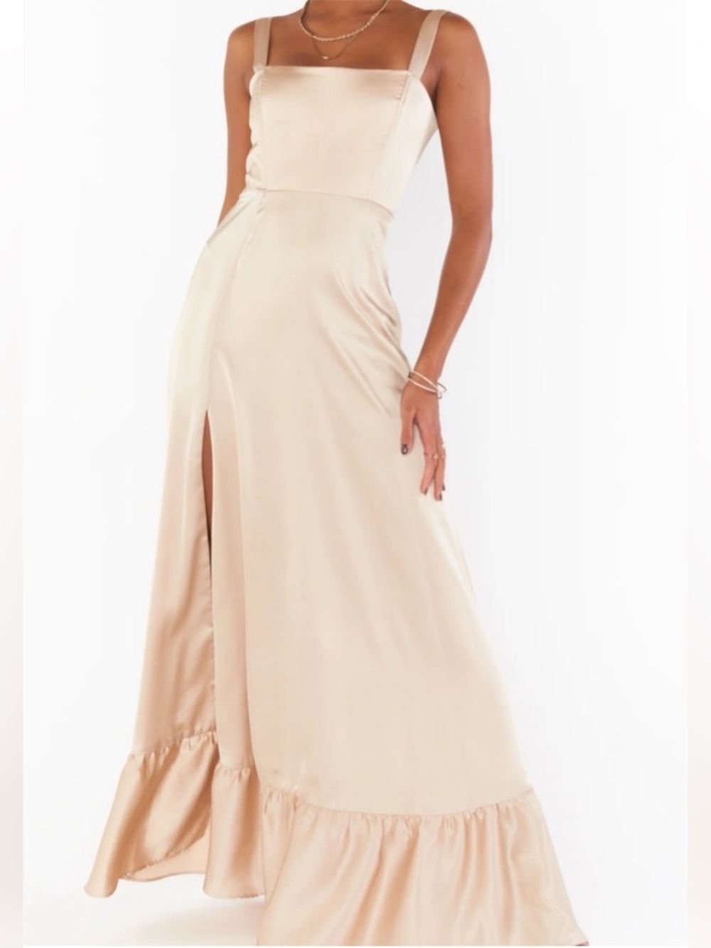 Show Me Your Mumu Clarissa Corset Dress Champagne Luxe Satin, Size M - Picture 7 of 16